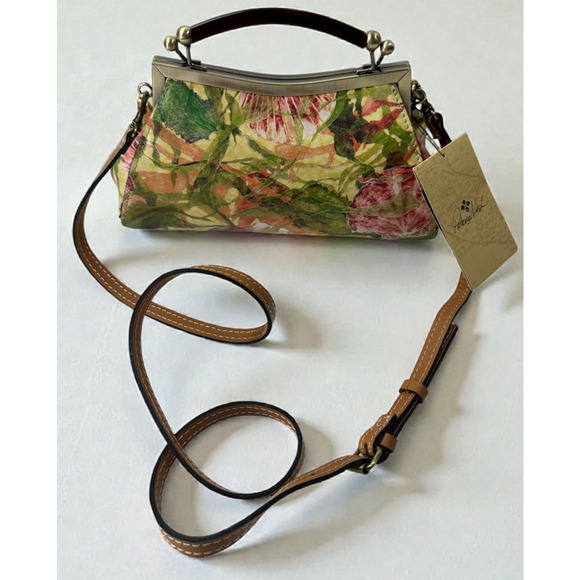 NWT Patricia Nash Kelmscott Frame Bag Leather Satchel Crossbody Seashells Floral - Picture 13 of 13